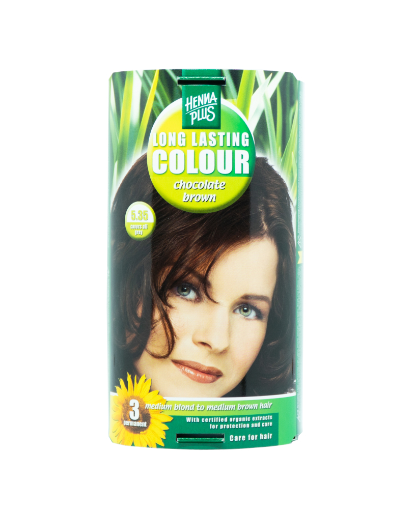 Hennaplus стойкая краска для волос с экстрактами 9 органических растений  цвет  Chocolate brown 5.35